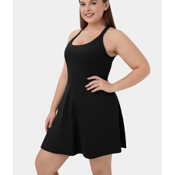 Halara Exercise Dress Sz 3XL Womens Black Backless Cut Out Twisted Side Pocket 2 - Picture 9 of 13